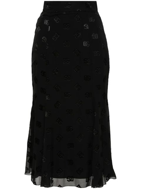 Dolce & Gabbana devoré godet midi skirt - Black - zdjęcie produktu nr 1