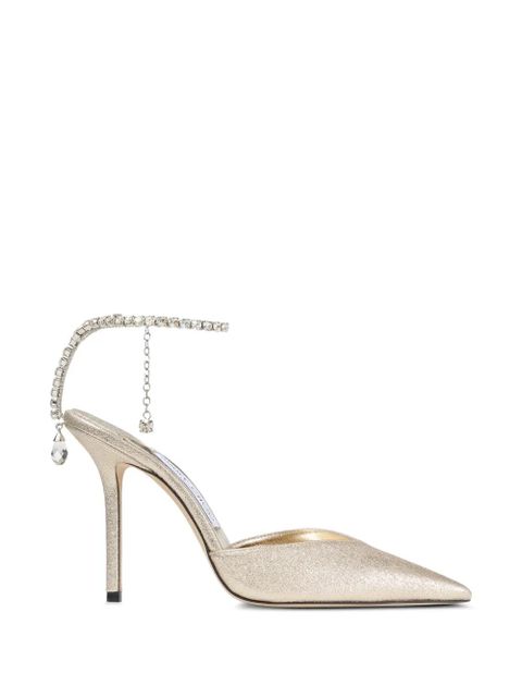 Jimmy Choo Saeda 100 crystal-embellished pumps - Gold - zdjęcie produktu nr 1