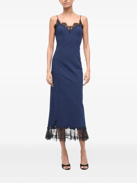 STAUD Nadia lace-trim midi dress - Blue - zdjęcie produktu nr 1