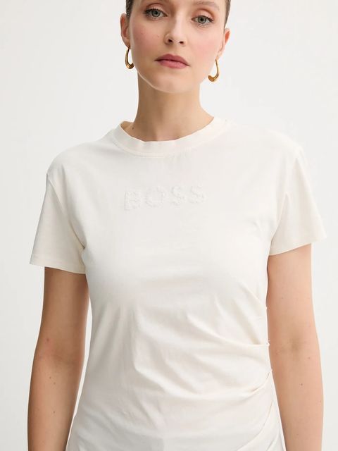 BOSS t-shirt bawełniany damski kolor beżowy 50550324