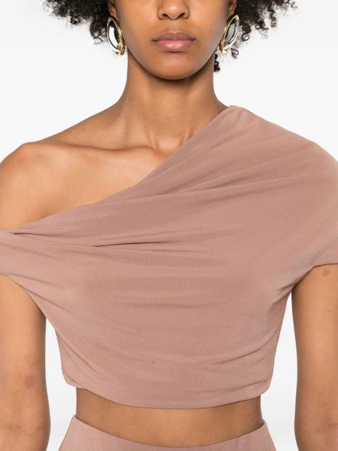 Paris Georgia Ida draped short-sleeve top - Neutrals