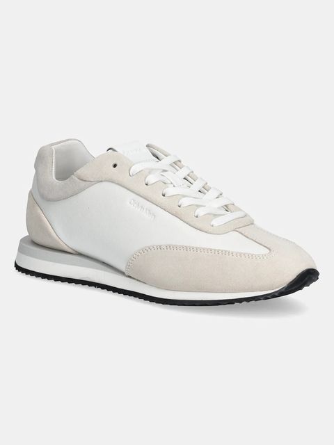 Calvin Klein sneakersy skórzane RUNNER LACE UP - LTH SUE MIX - zdjęcie produktu nr 1