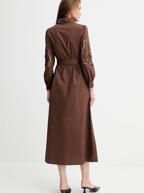 Answear.LAB sukienka bawełniana kolor brązowy maxi prosta - zdjęcie produktu nr 2