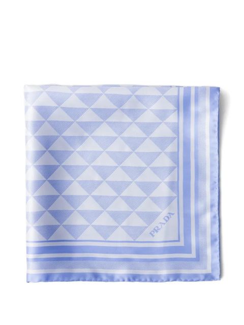 Prada jacquard silk scarf 55x55 - Blue - zdjęcie produktu nr 1