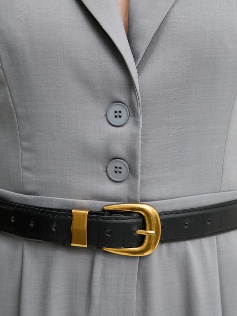 Answear.LAB kombinezon kolor szary z dekoltem w szpic