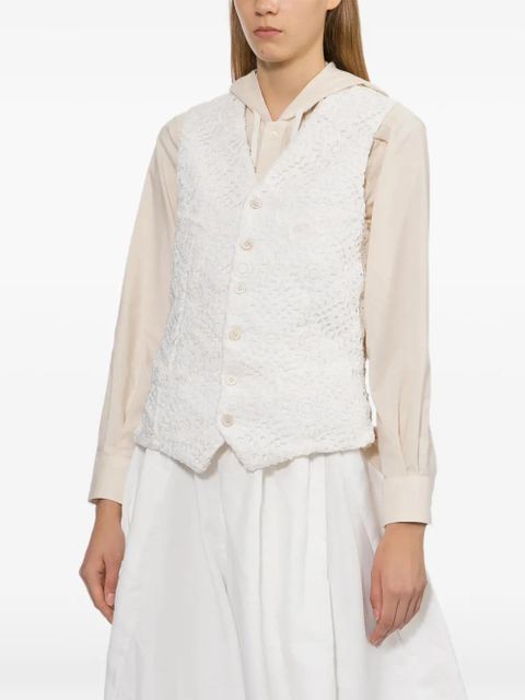Comme Des Garçons floral-embroidered vest - White