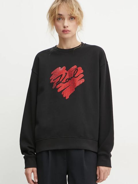 Karl Lagerfeld bluza bawełniana damska kolor czarny z aplikacją A1W20045 - zdjęcie produktu nr 1