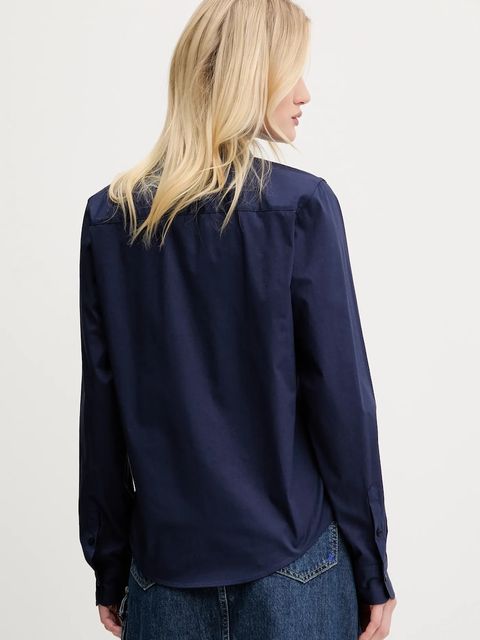 HUGO koszula damska kolor granatowy regular z kołnierzykiem klasycznym