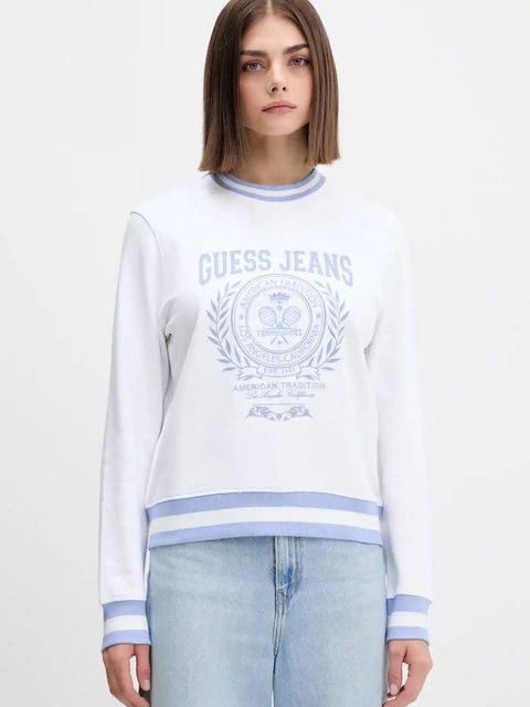Guess Jeans bluza bawełniana damska kolor biały wzorzysta W5YQ19 K68I4