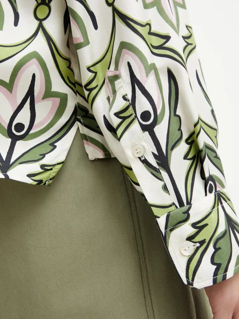 Weekend Max Mara koszula jedwabna damska kolor zielony regular z kołnierzykiem klasycznym 2515111131600