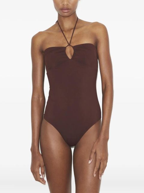 Tory Burch halterneck swimsuit - Brown