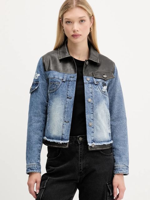 Desigual kurtka jeansowa CONSTRA kolor niebieski przejściowa 25WWED16 - zdjęcie produktu nr 1