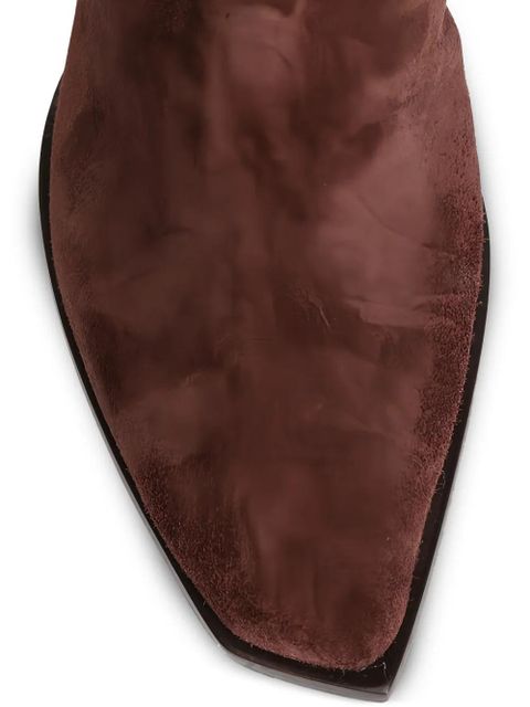 Jimmy Choo 85mm square-toe suede knee-high boots - Brown