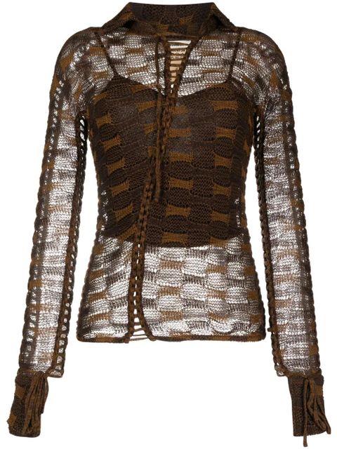 Isa Boulder tie-fastening knitted shirt - Brown - zdjęcie produktu nr 1