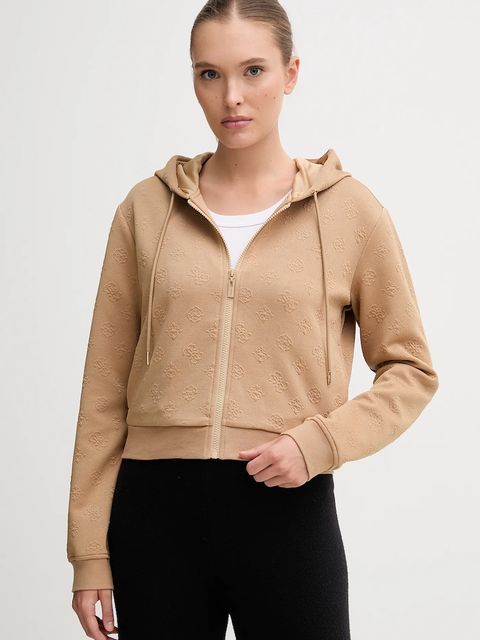 Guess bluza PEONY damska kolor beżowy z kapturem gładka V5YQ06 KBSL2 - zdjęcie produktu nr 1