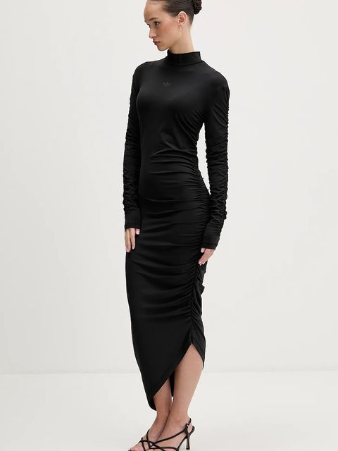 adidas Originals sukienka Ruched kolor czarny maxi dopasowana JW2806