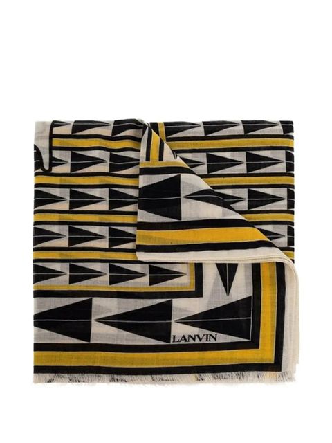 Lanvin geometric-print fringed scarf - Neutrals - zdjęcie produktu nr 1