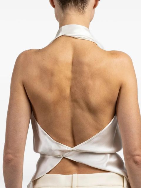 WARDROBE.NYC halter satin blouse - Neutrals