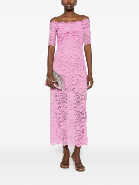 Rabanne off-shoulder lace midi dress - Pink - zdjęcie produktu nr 2