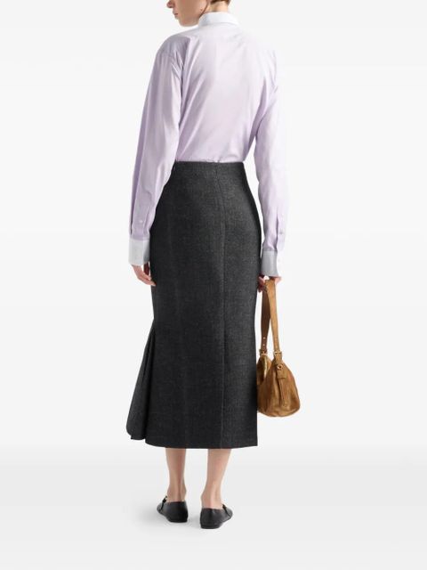 Prada rush-stitch midi skirt - Grey