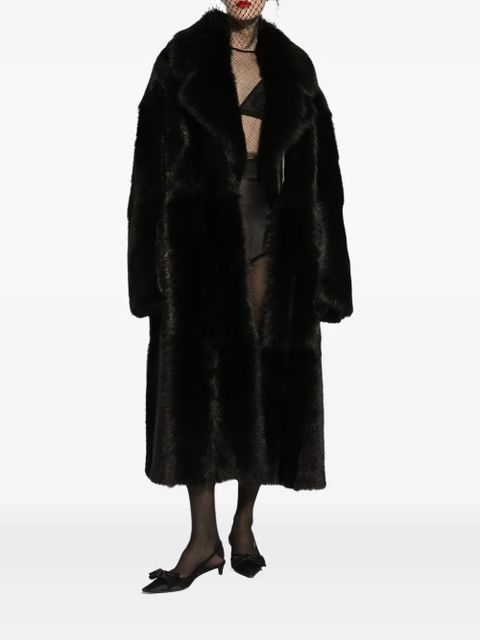 Dolce & Gabbana single-breasted shearling coat - Black