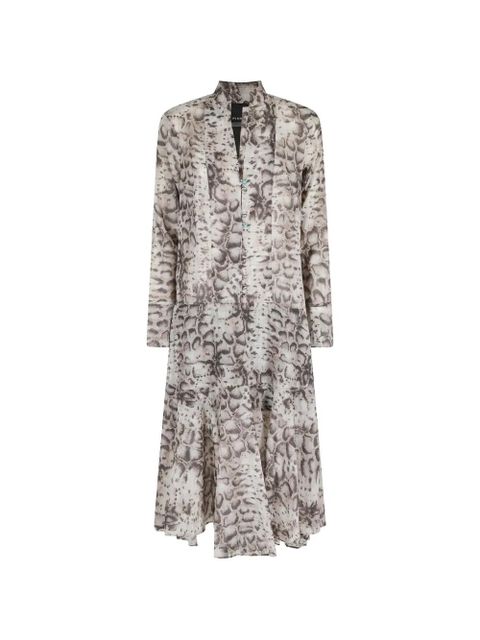 PINKO snakeskin-print tiered dress - Neutrals - zdjęcie produktu nr 1