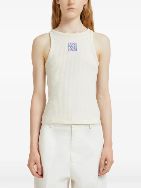 Marni ribbed embroidered tank top - Yellow