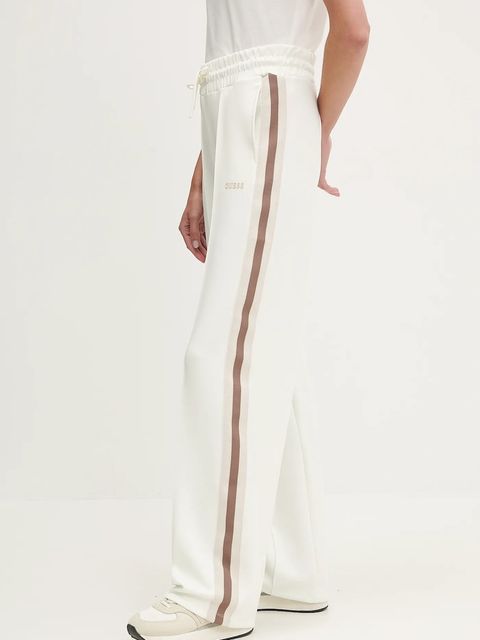 Guess spodnie dresowe YARROW damskie kolor beżowy z nadrukiem V5GB12 KCRU2