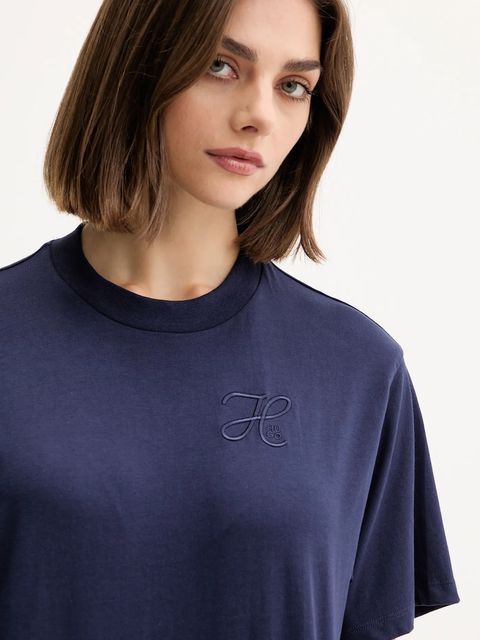 HUGO t-shirt bawełniany damski kolor granatowy 50550901