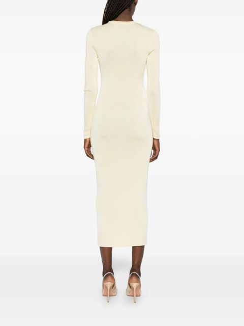 Self-Portrait ruffled twist-detail dress - Yellow