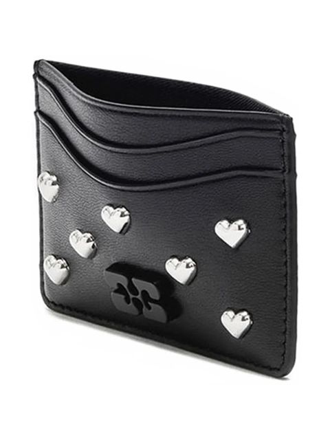 GANNI Bou heart-stud cardholder - Black