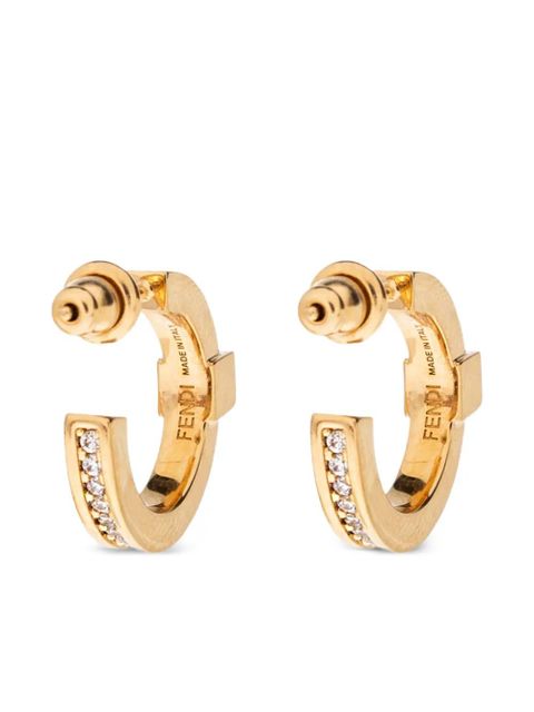 FENDI ff crystal hoop earrings - Gold