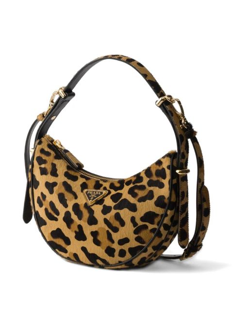 Prada Prada Arqué printed leather mini shoulder bag - Neutrals