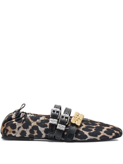 GANNI leopard-print buckle ballet flats - Brown - zdjęcie produktu nr 1