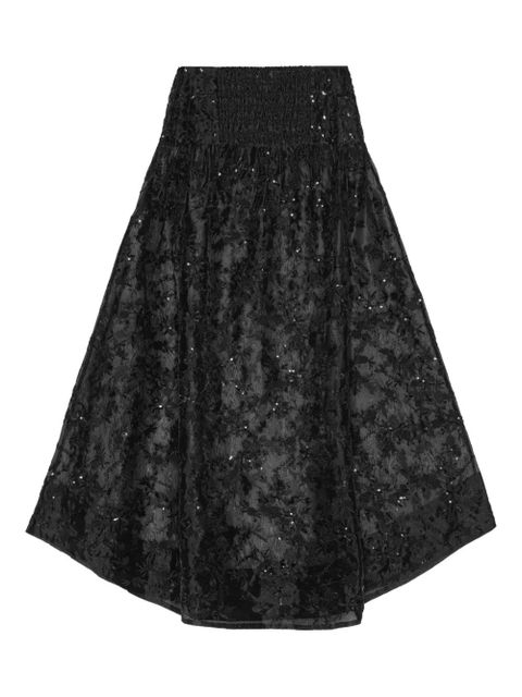 GANNI sequin-embellished floral skirt - Black - zdjęcie produktu nr 2