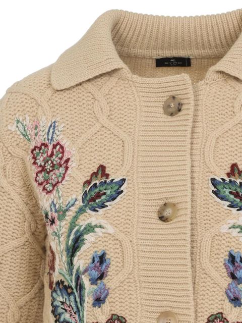 ETRO floral-embroidered cardigan - Neutrals