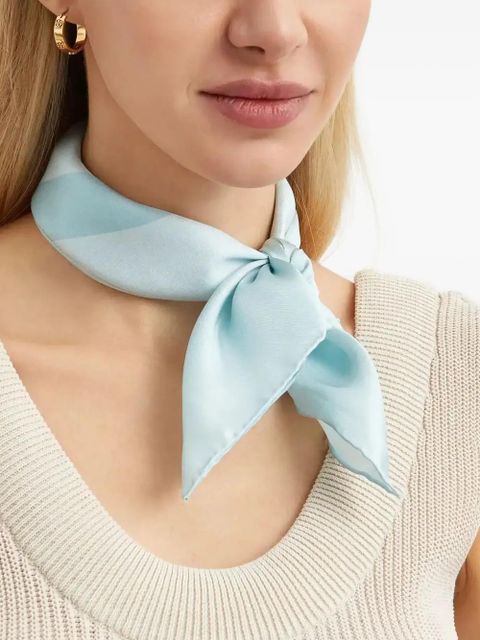 Lauren Ralph Lauren tonal-logo silk scarf - Blue