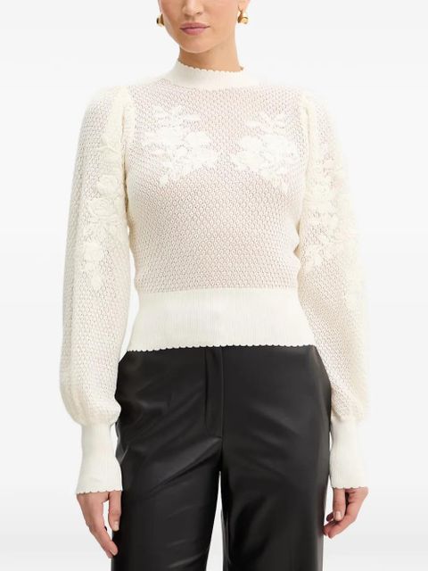 TWINSET floral-embroidered open-knit sweater - Neutrals - zdjęcie produktu nr 1