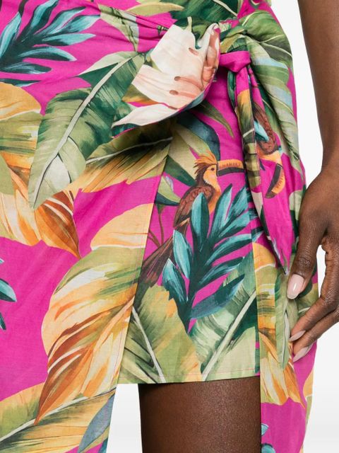 FARM Rio tie floral midi skirt - Pink