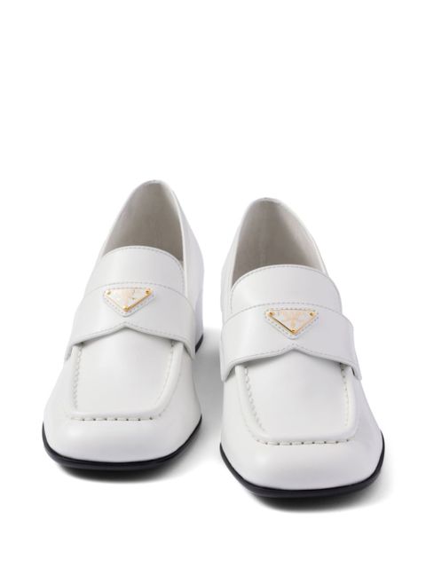 Prada 35mm brushed-leather loafers - White