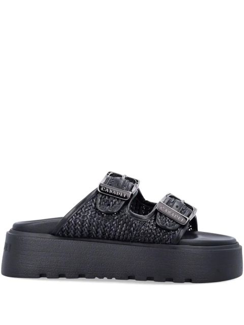 Casadei Birkly plaid-embellished platform sandals - Black - zdjęcie produktu nr 1