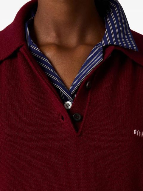 Miu Miu polo-neck intarsia logo sweater - Red