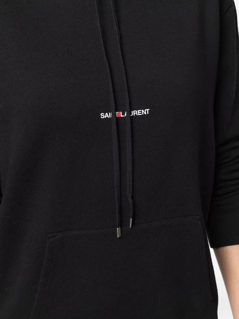 Saint Laurent logo-print drawstring hoodie - Black - zdjęcie produktu nr 2