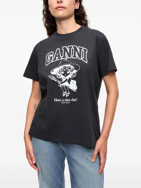 GANNI logo-print T-shirt - Black