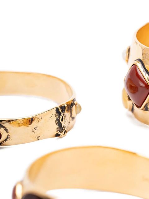 Saint Laurent Cassandre Cabochon bracelet (set of three) - Gold