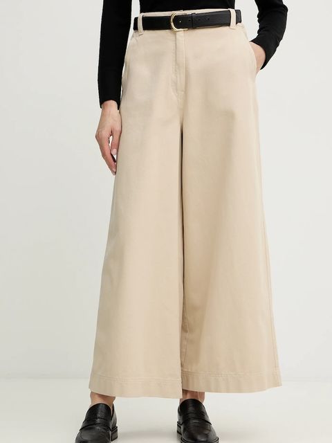 Weekend Max Mara spodnie ARIETE damskie kolor beżowy szerokie high waist 2615131121600 - zdjęcie produktu nr 1