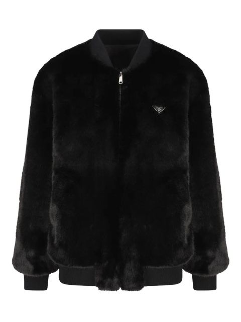 Prada faux-fur logo jacket - Black - zdjęcie produktu nr 1