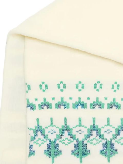 LOEWE Fairisle-pattern embellished scarf - White - zdjęcie produktu nr 2