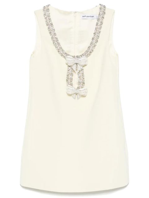 Self-Portrait crepe bow-detail mini dress - Yellow - zdjęcie produktu nr 1