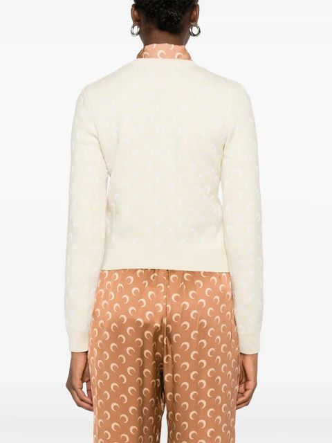 Marine Serre moon-jacquard cardigan - Neutrals